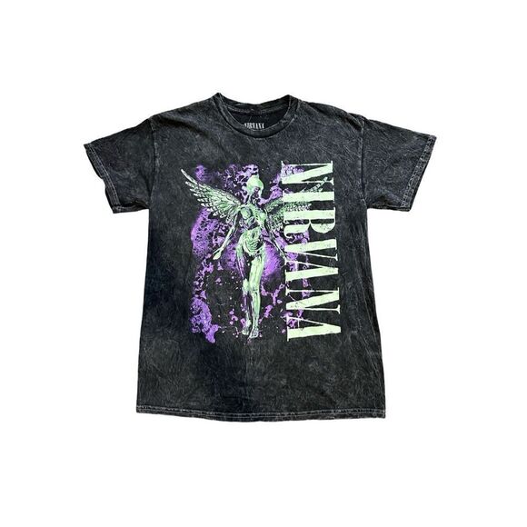 Nirvana In Utero Washed Black Graphic Tee Size Medium - Picture 1 of 3